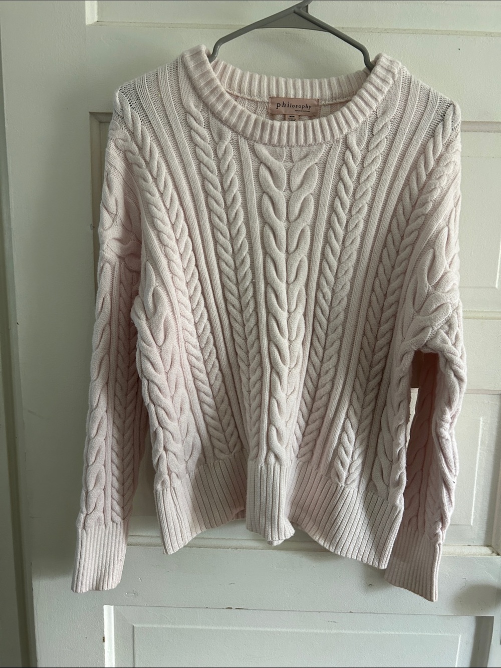 Philosophy Light Pink Cable Knit Crewneck Sweater